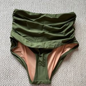 New J. Crew high waisted swimsuit bottoms, Olive Green size S